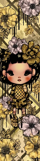 Free kawaii bookmark featuring a yellow floral girl